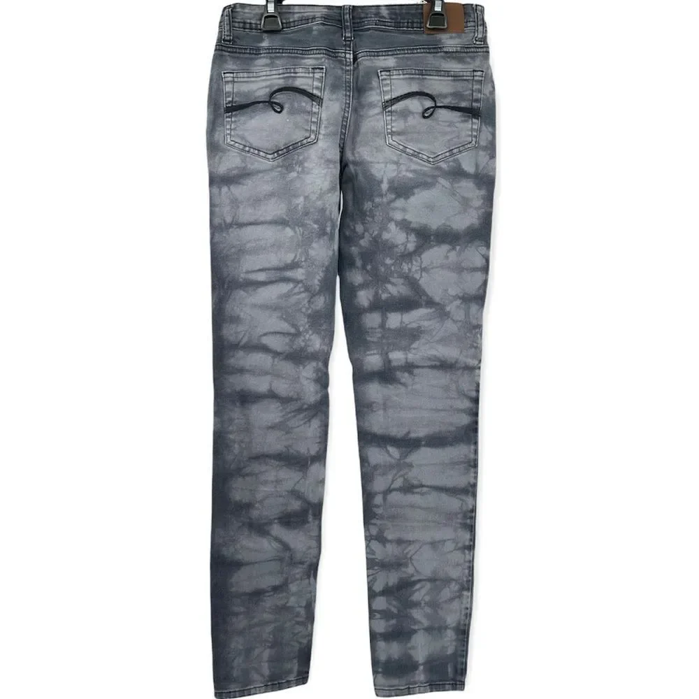 Justice Premium Jeans Girl’s Simply Low Tie Dye Gray Denim Skinny Jeans Size 14